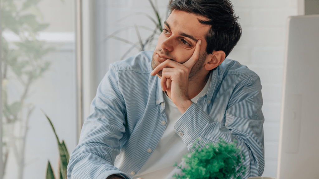 A person sits at a desk