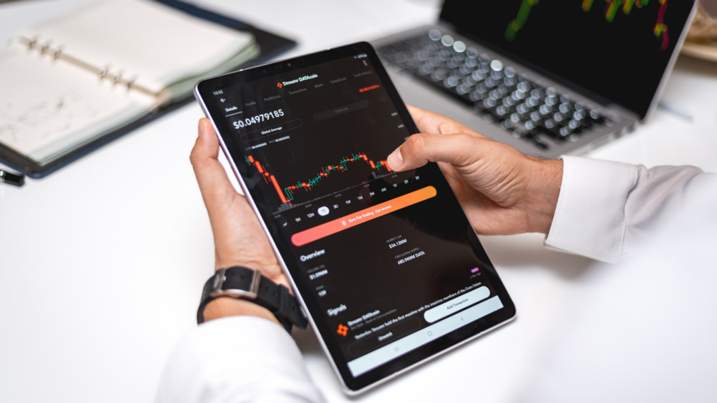 A person using stock trading app