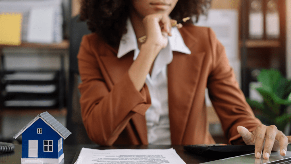 A person sits at a desk