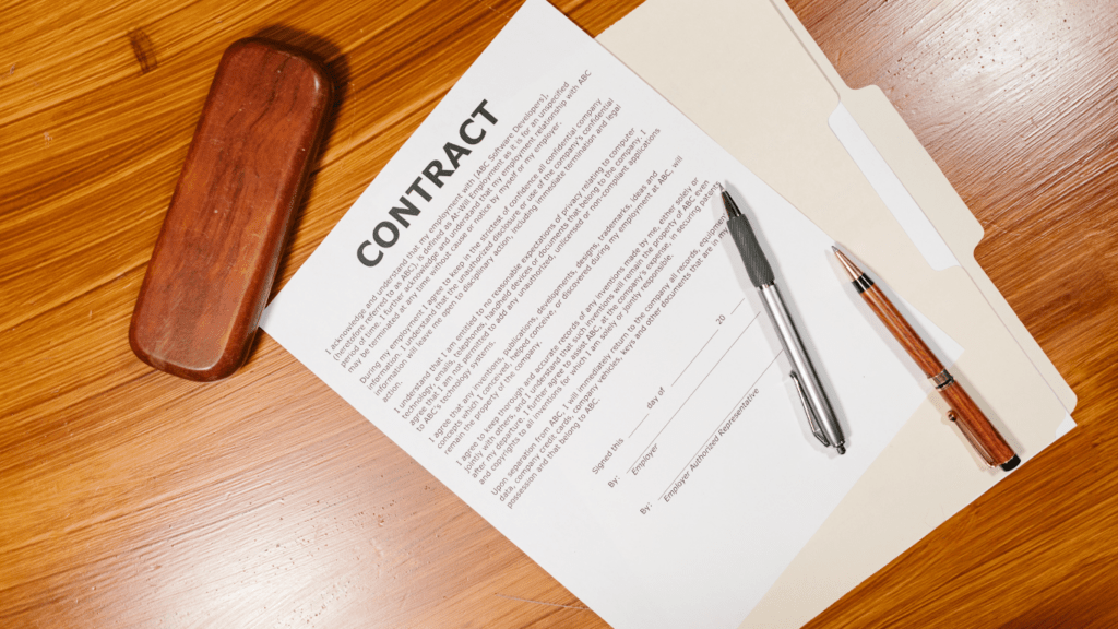 contract on a piece of paper